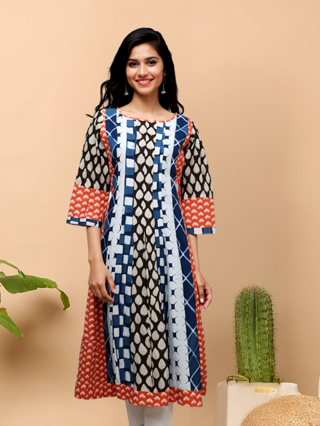 Picture of Bold Prints, Contemporary Spirit Vibrant Multi-Patterned kurta